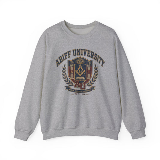 Abiff University Crest Sweatshirt — Vintage Masonic Fraternity Crewneck