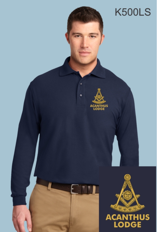 Acanthus Master Mason Long Sleeve POLO, K500LS Port Authority® Silk Touch™