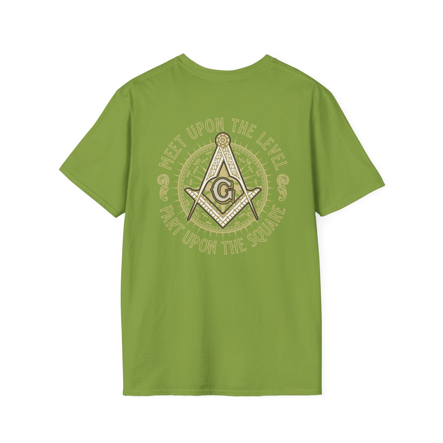 Acanthus Lodge #632 Left Chest, & Back Compass Print. Unisex Softstyle T-Shirt
