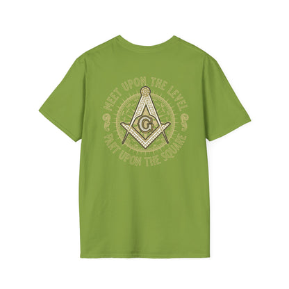 Acanthus Lodge #632 Left Chest, & Back Compass Print. Unisex Softstyle T-Shirt