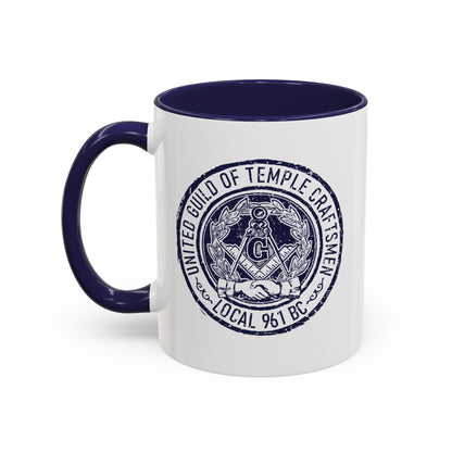 United Guild of Temple Craftsmen Accent Coffee Mug - Perfect Gift for Masons & Craft Enthusiasts