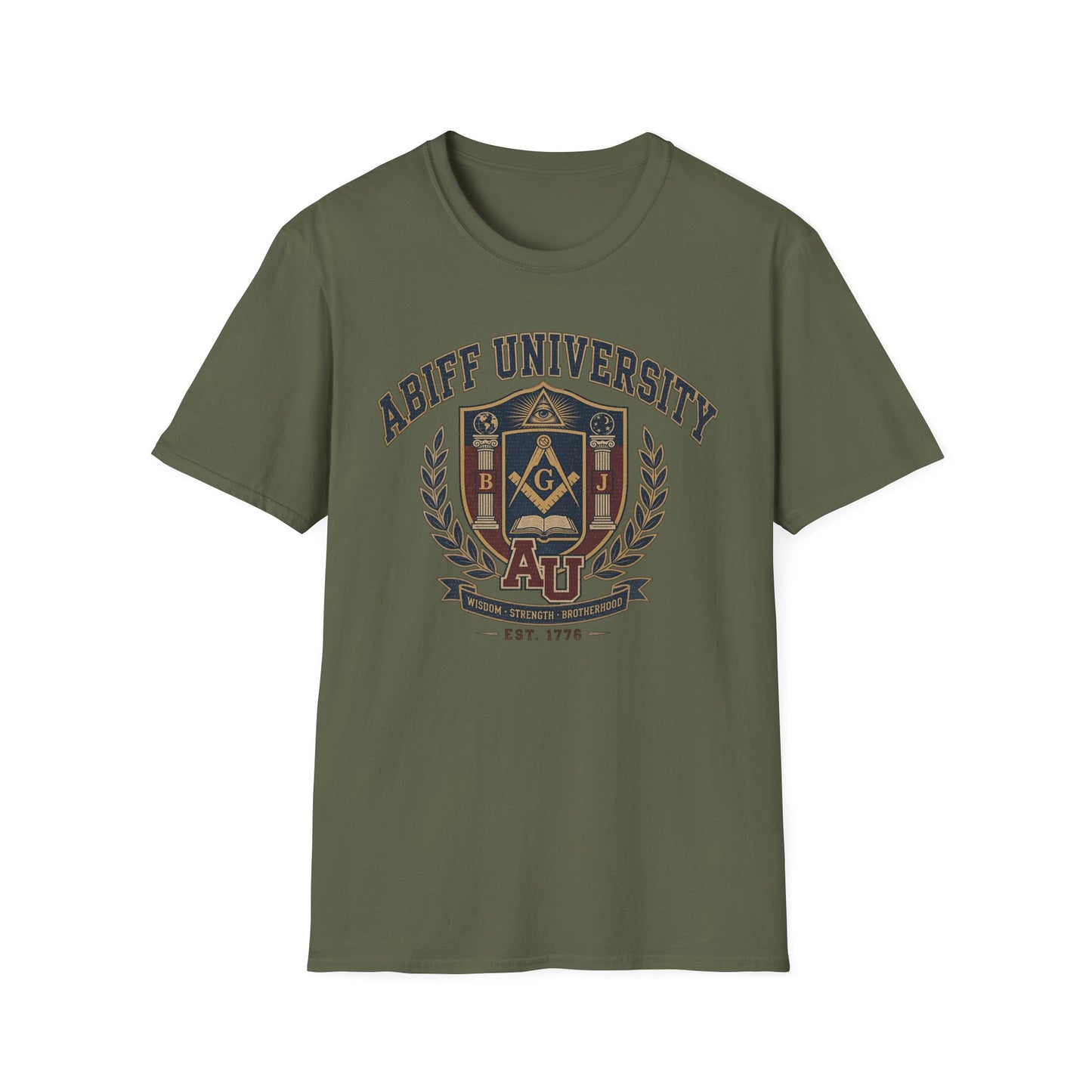 Abiff University Crest T-Shirt — Masonic Vintage College Tee
