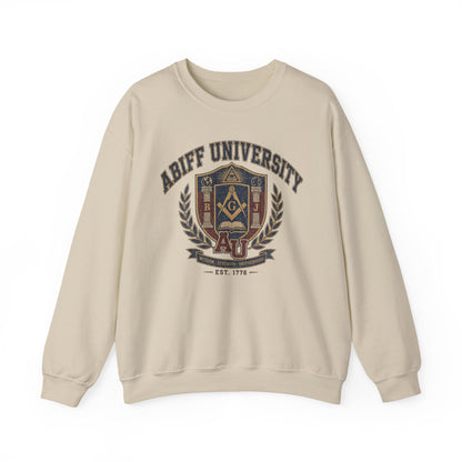 Abiff University Crest Sweatshirt — Vintage Masonic Fraternity Crewneck