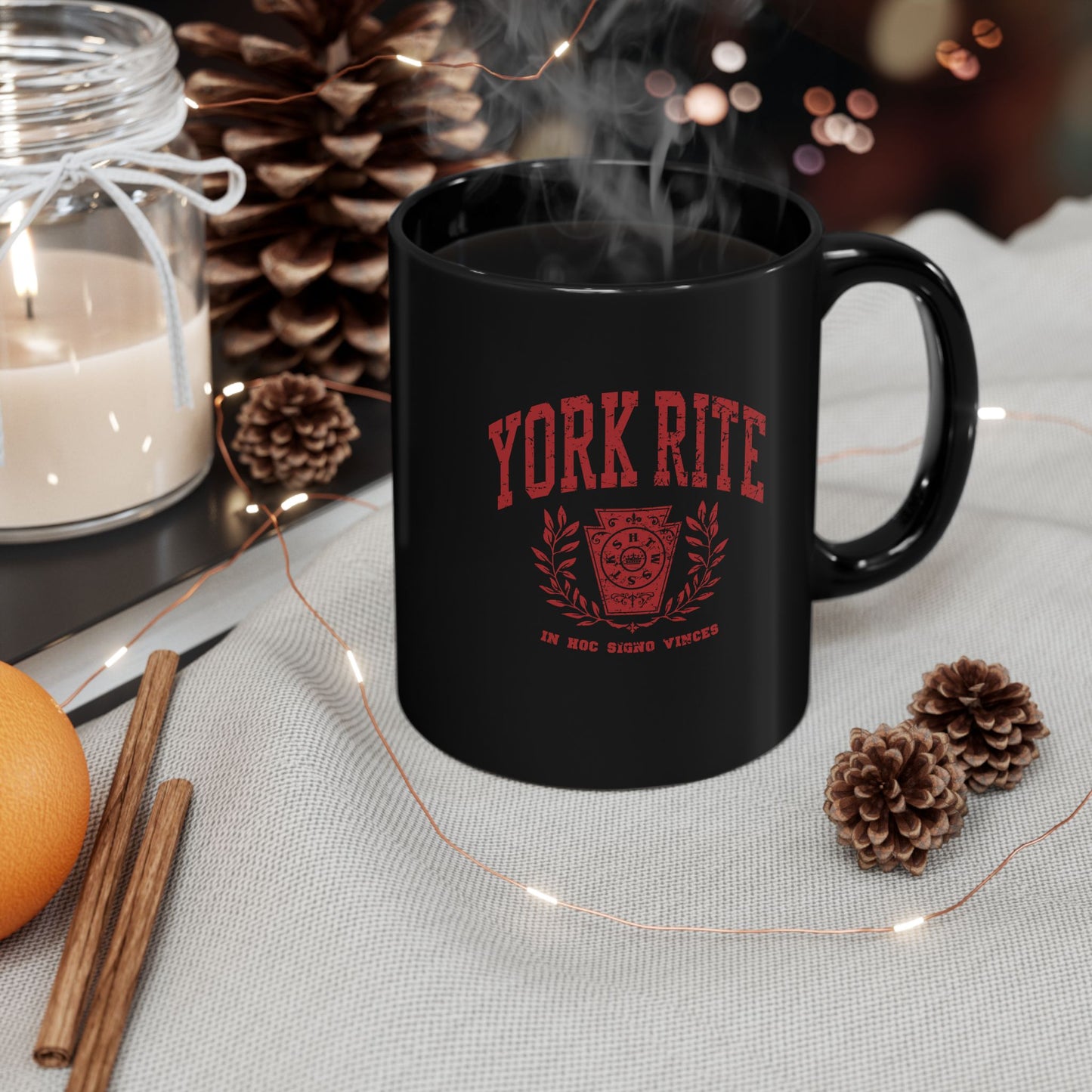 York Rite U, Black Mug (11oz, 15oz)