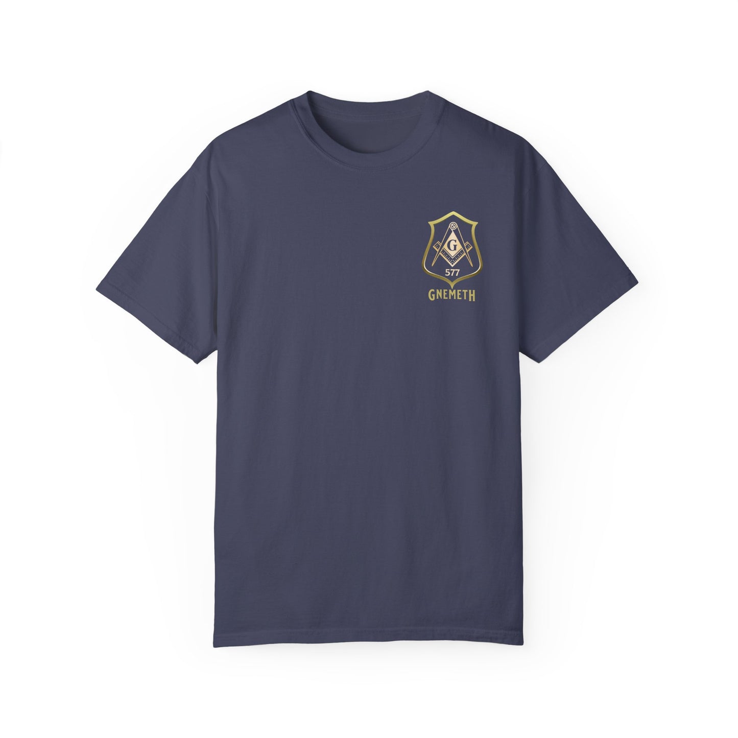 Gnemeth Left Chest Logo, Unisex Garment-Dyed T-Shirt with Vintage Shield Design