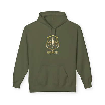 Gnemth Lodge Crest Design, Unisex Midweight Softstyle Fleece Hoodie -