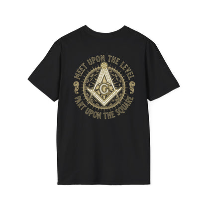 Acanthus Lodge #632 Left Chest, & Back Compass Print. Unisex Softstyle T-Shirt