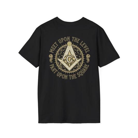 Acanthus Lodge #632 Left Chest, & Back Compass Print. Unisex Softstyle T-Shirt