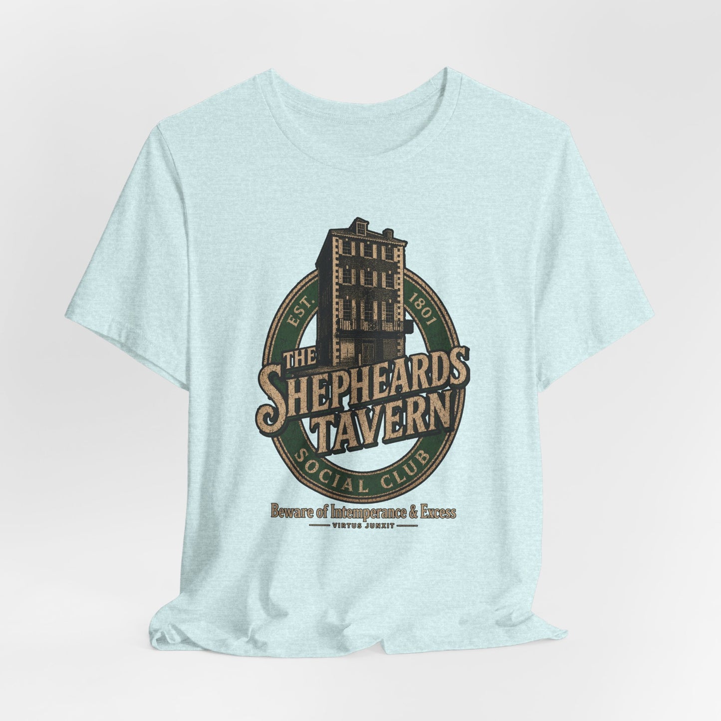 Shepheard's Tavern, Multi Valley, Vintage Pub Tee — 'Beware of Indiscretions & Excess' Logo Shirt