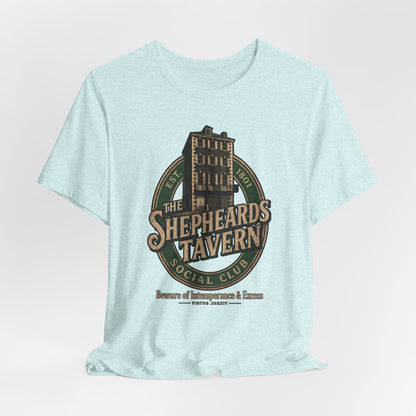 Shepheard's Tavern, Multi Valley, Vintage Pub Tee — 'Beware of Indiscretions & Excess' Logo Shirt