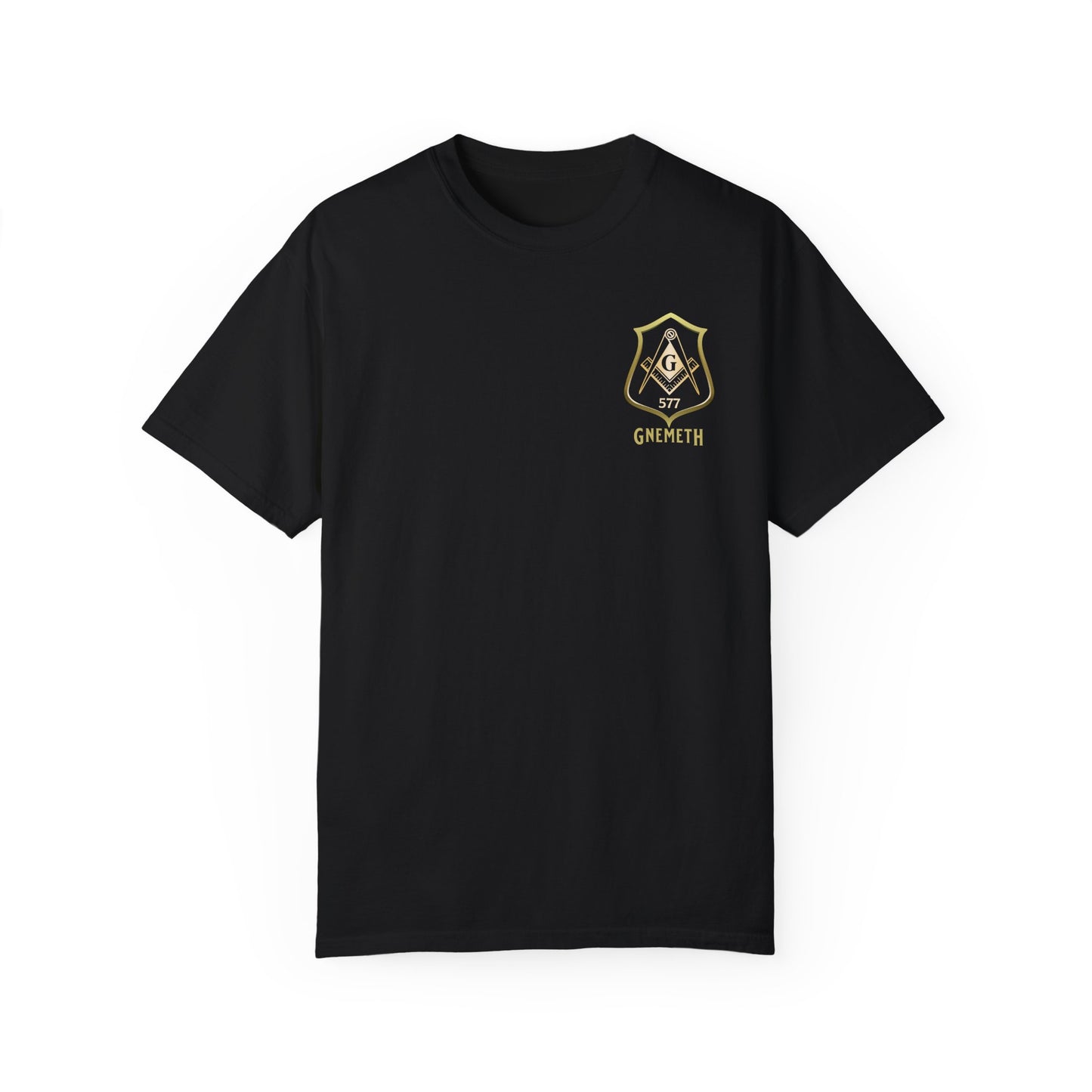 Gnemeth Left Chest Logo, Unisex Garment-Dyed T-Shirt with Vintage Shield Design