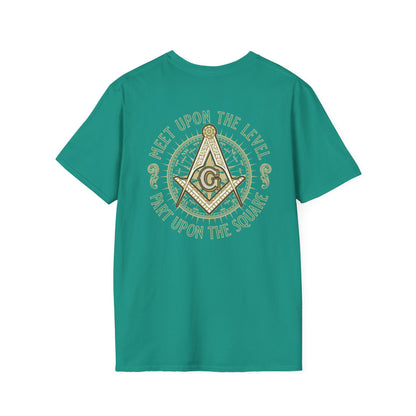 Acanthus Lodge #632 Left Chest, & Back Compass Print. Unisex Softstyle T-Shirt