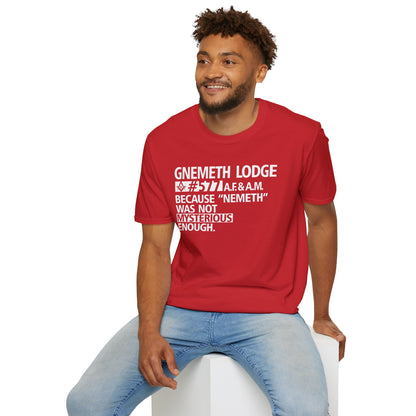 GNEMETH Lodge #5771 A.F. & A.M. T-Shirt — “Because ‘Nemeth’ Was Not Mysterious Enough”