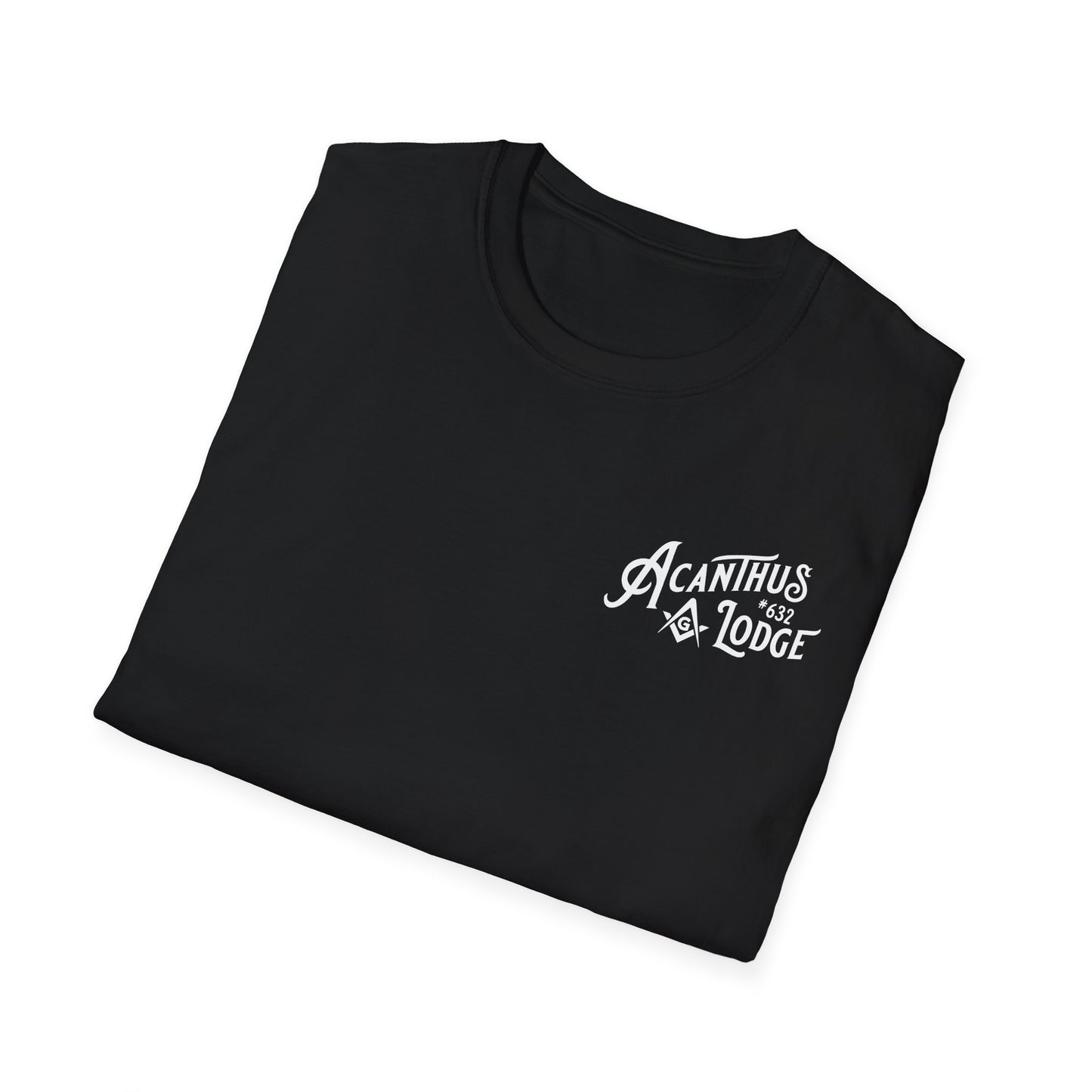 Acanthus Lodge #632 Left Chest logo. Unisex Softstyle T-Shirt