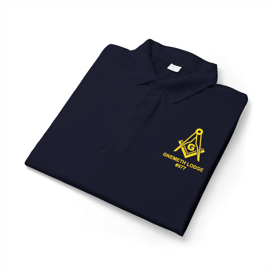 Gnemeth Embroidered Masonic Square & Compass Light weight Polo Shirt