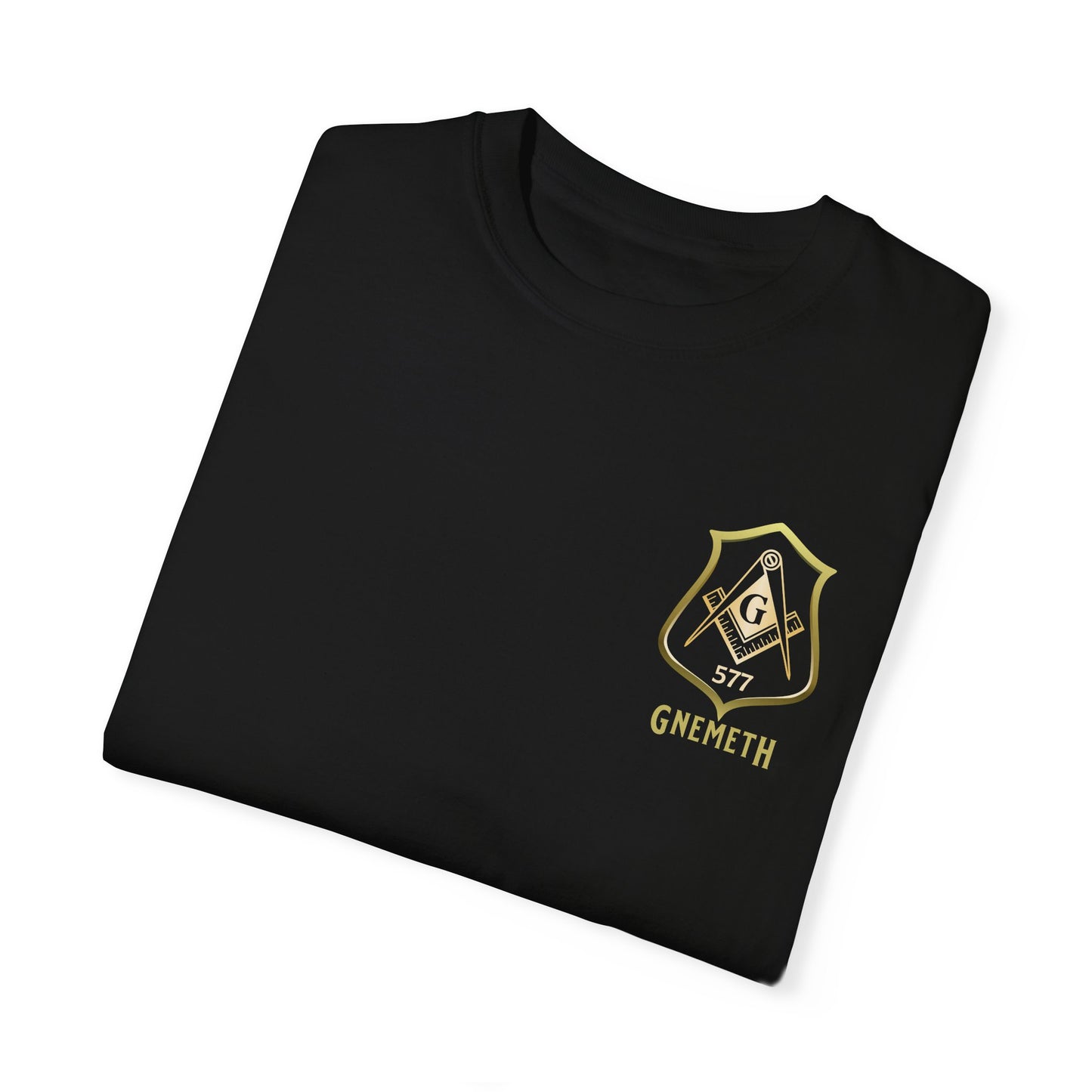 Gnemeth Left Chest Logo, Unisex Garment-Dyed T-Shirt with Vintage Shield Design