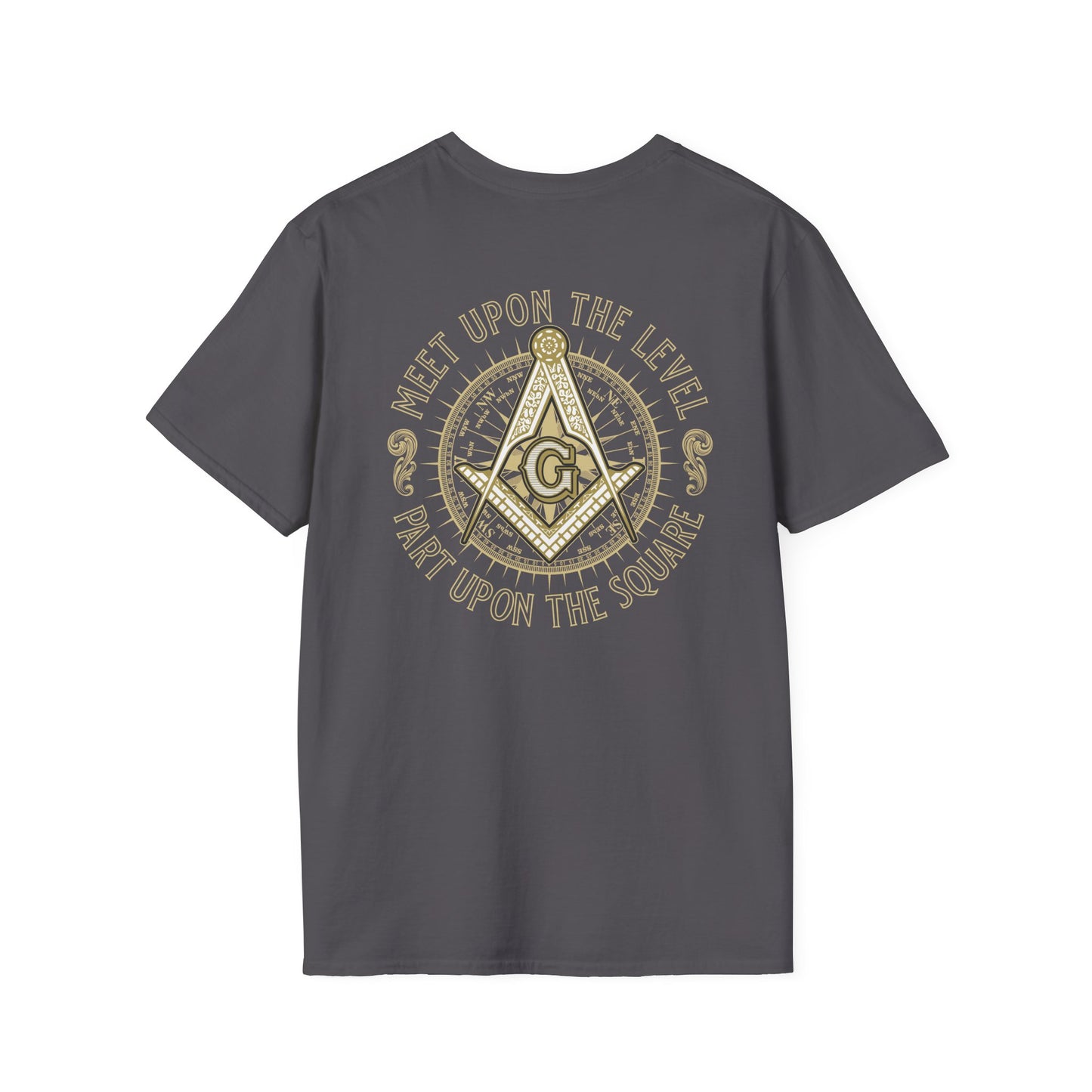 Acanthus Lodge #632 Left Chest, & Back Compass Print. Unisex Softstyle T-Shirt