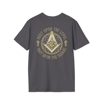 Acanthus Lodge #632 Left Chest, & Back Compass Print. Unisex Softstyle T-Shirt