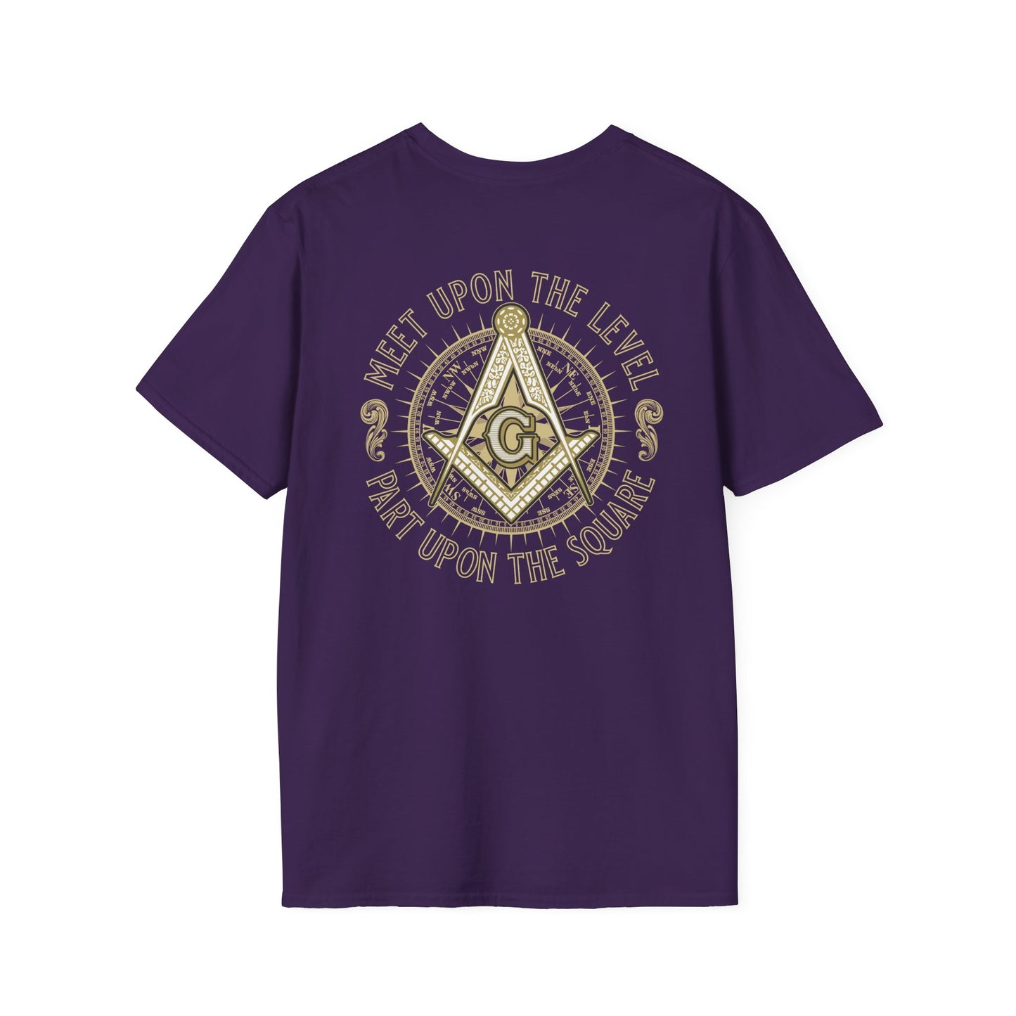 Acanthus Lodge #632 Left Chest, & Back Compass Print. Unisex Softstyle T-Shirt
