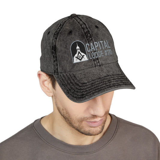 Cap Lodge 110 Vintage Embroidered Cap — "Capital Lodge #110" Masonic Logo Baseball Hat