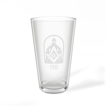 Capital 110 Engraved 16oz Pint Mixing Glass — Masonic Crest & '110'