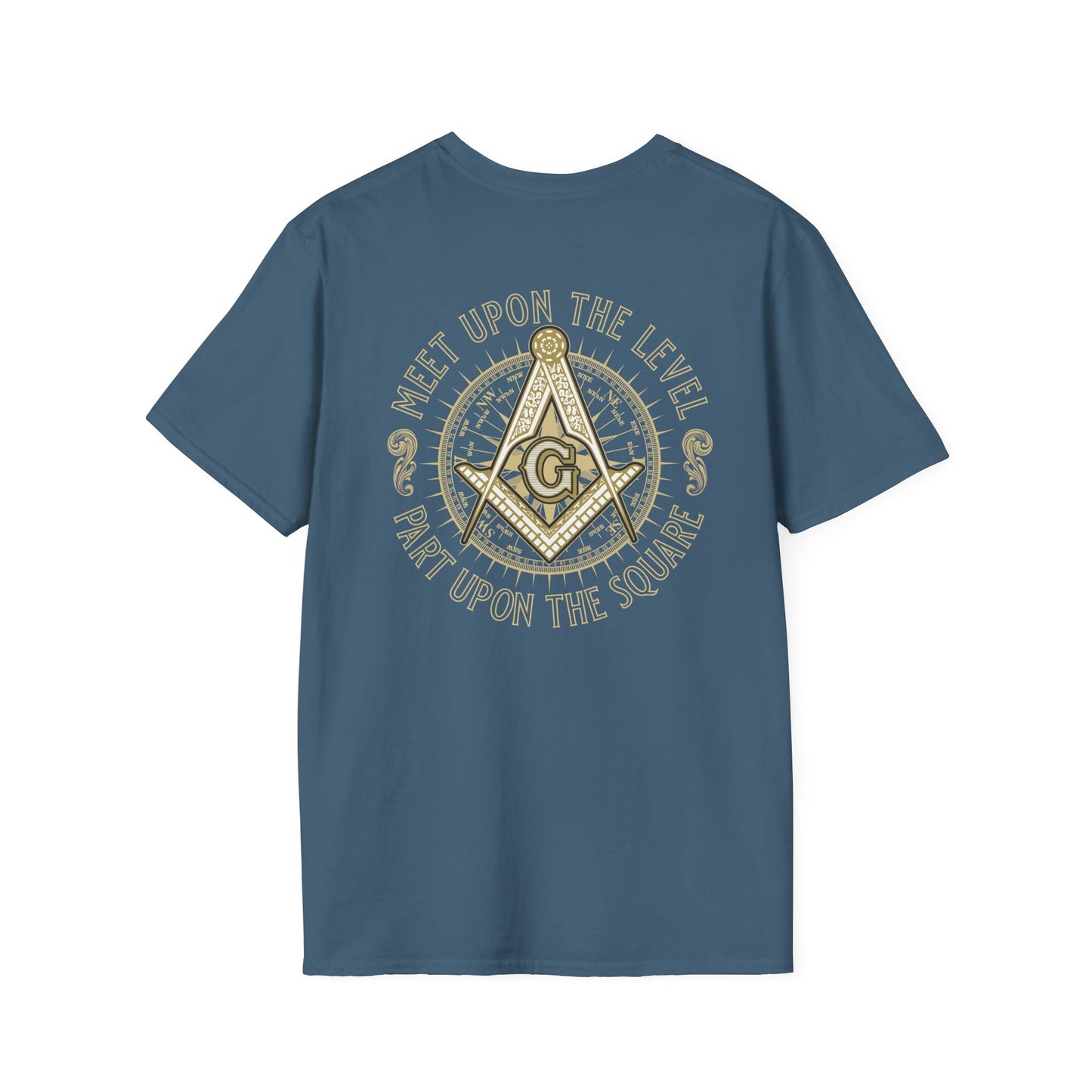 Acanthus Lodge #632 Left Chest, & Back Compass Print. Unisex Softstyle T-Shirt