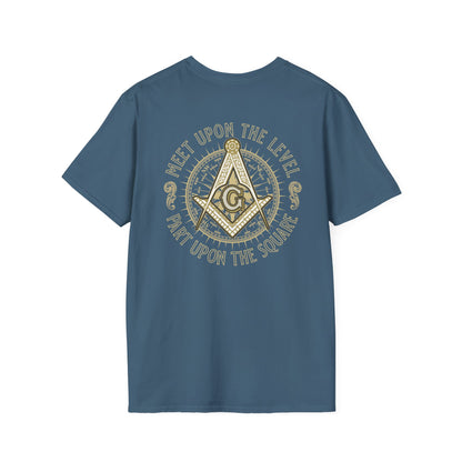 Acanthus Lodge #632 Left Chest, & Back Compass Print. Unisex Softstyle T-Shirt