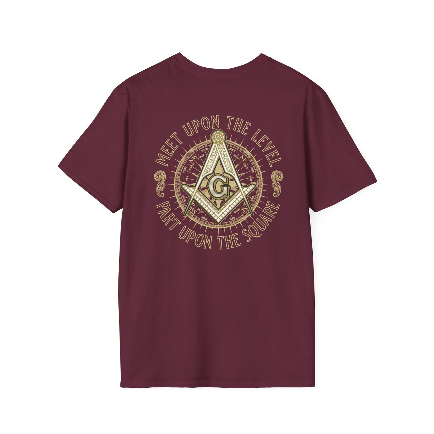 Acanthus Lodge #632 Left Chest, & Back Compass Print. Unisex Softstyle T-Shirt
