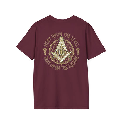 Acanthus Lodge #632 Left Chest, & Back Compass Print. Unisex Softstyle T-Shirt