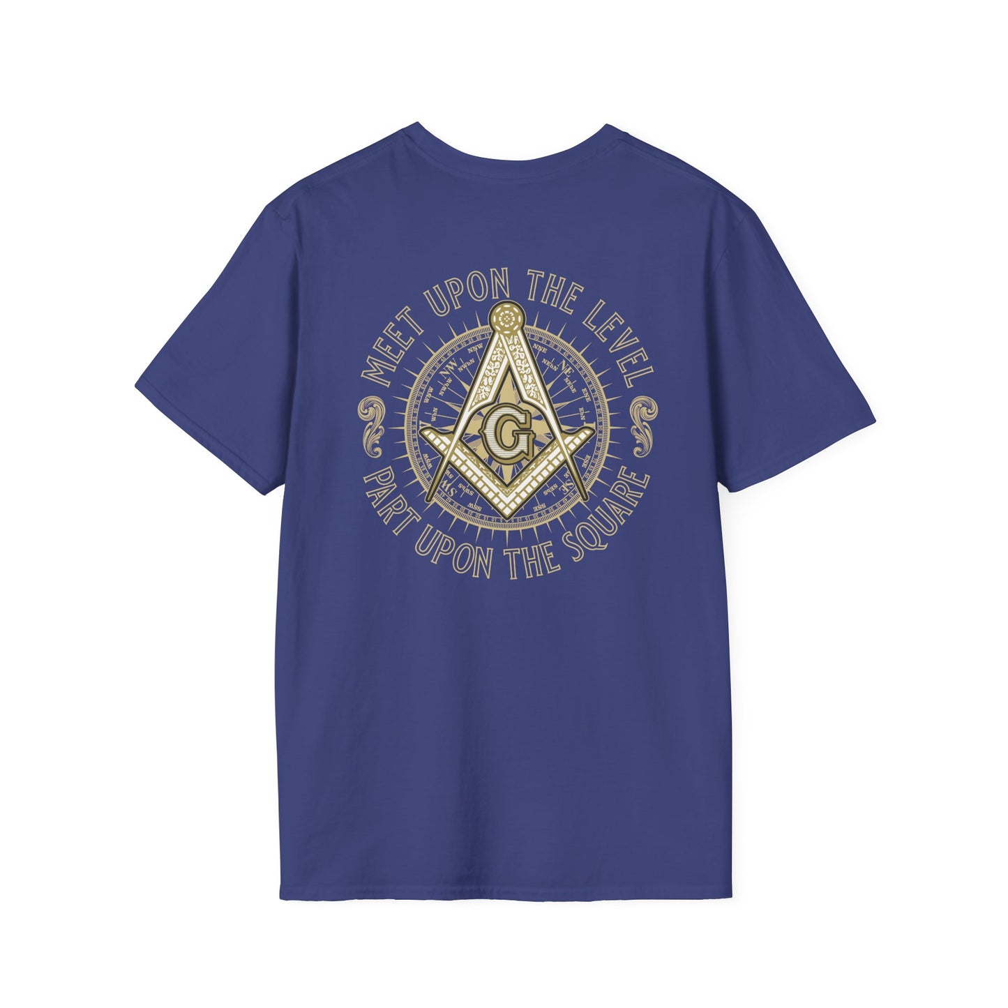Acanthus Lodge #632 Left Chest, & Back Compass Print. Unisex Softstyle T-Shirt