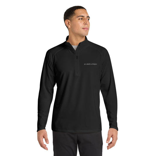 Lodge of Perfection, Embroidered Quarter-Zip Performance Pullover — Sport-Wick Stretch