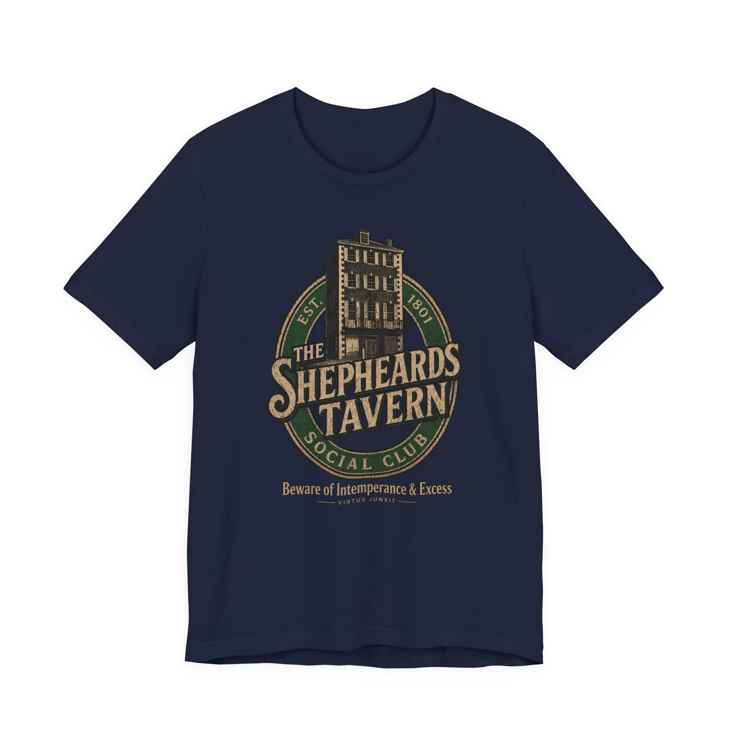 Shepheard's Tavern, Multi Valley, Vintage Pub Tee — 'Beware of Indiscretions & Excess' Logo Shirt