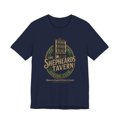 Shepheard's Tavern, Multi Valley, Vintage Pub Tee — 'Beware of Indiscretions & Excess' Logo Shirt