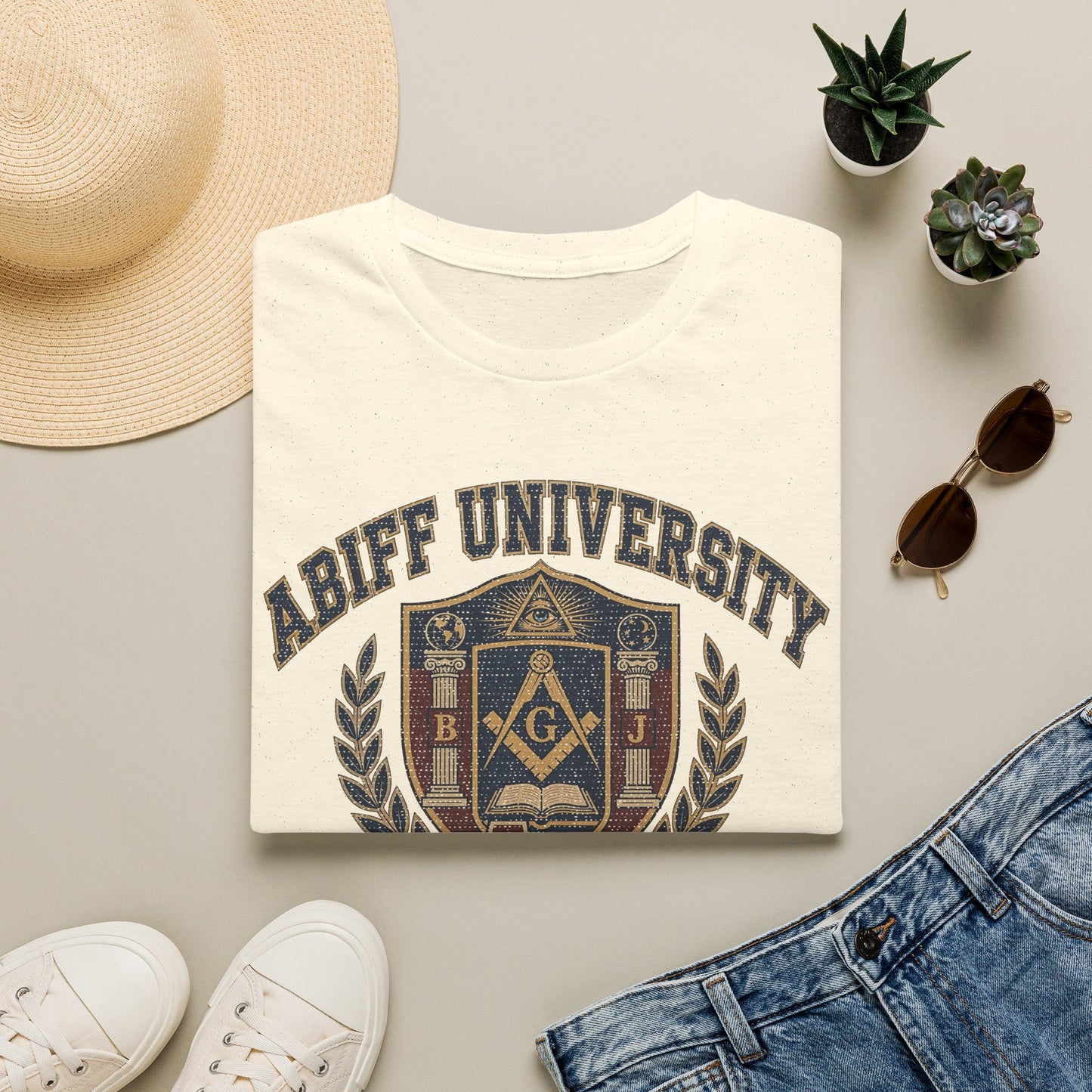 Abiff University Crest T-Shirt — Masonic Vintage College Tee