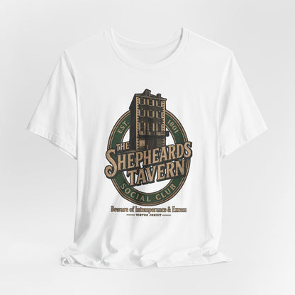 Shepheard's Tavern, Multi Valley, Vintage Pub Tee — 'Beware of Indiscretions & Excess' Logo Shirt