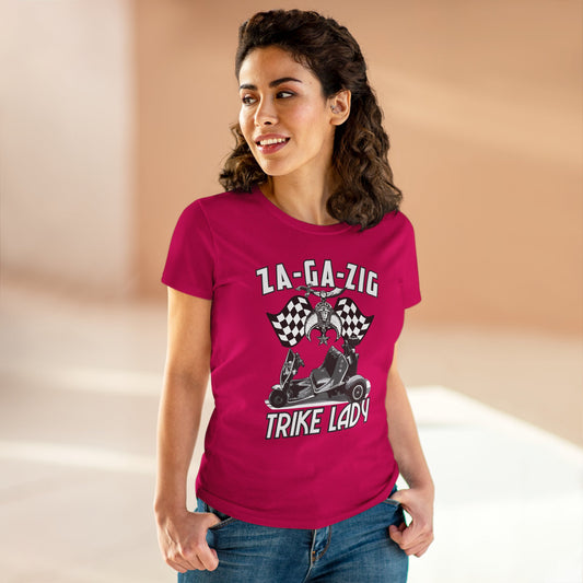Trike Lady Graphic Tee - Fun Midweight Cotton T-Shirt for Trike Enthusiasts