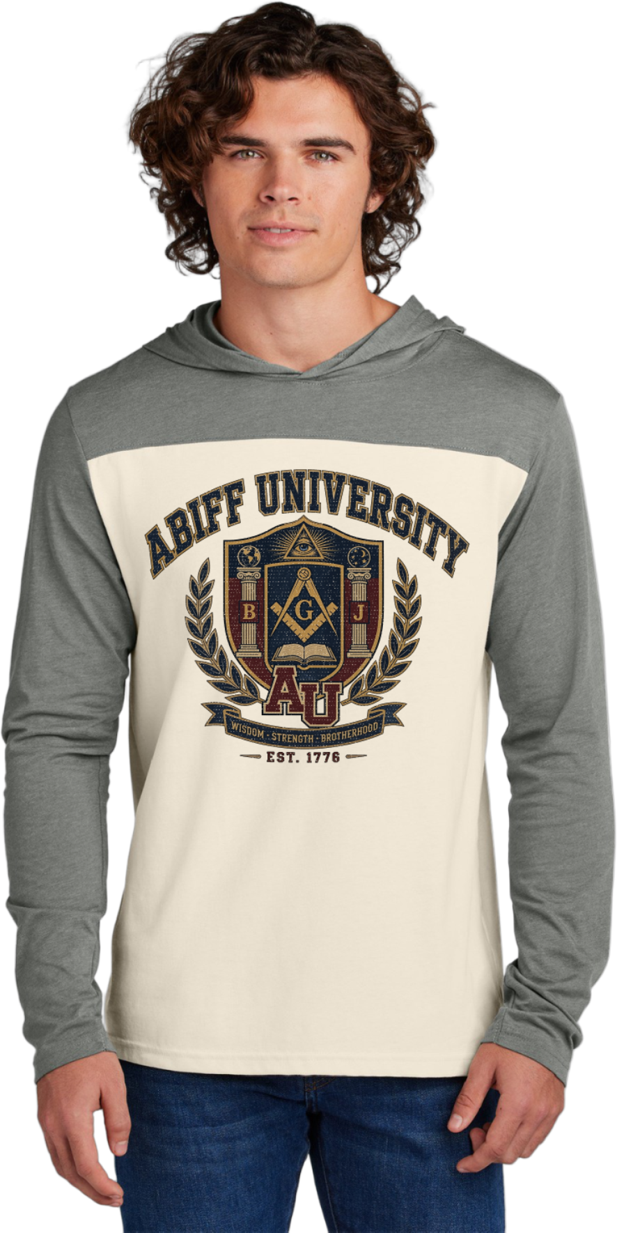 University Crest Hoodie — 'ABIFF University' Vintage Collegiate Long-Sleeve Hoodie
