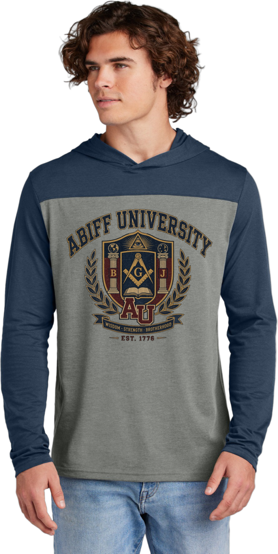 University Crest Hoodie — 'ABIFF University' Vintage Collegiate Long-Sleeve Hoodie