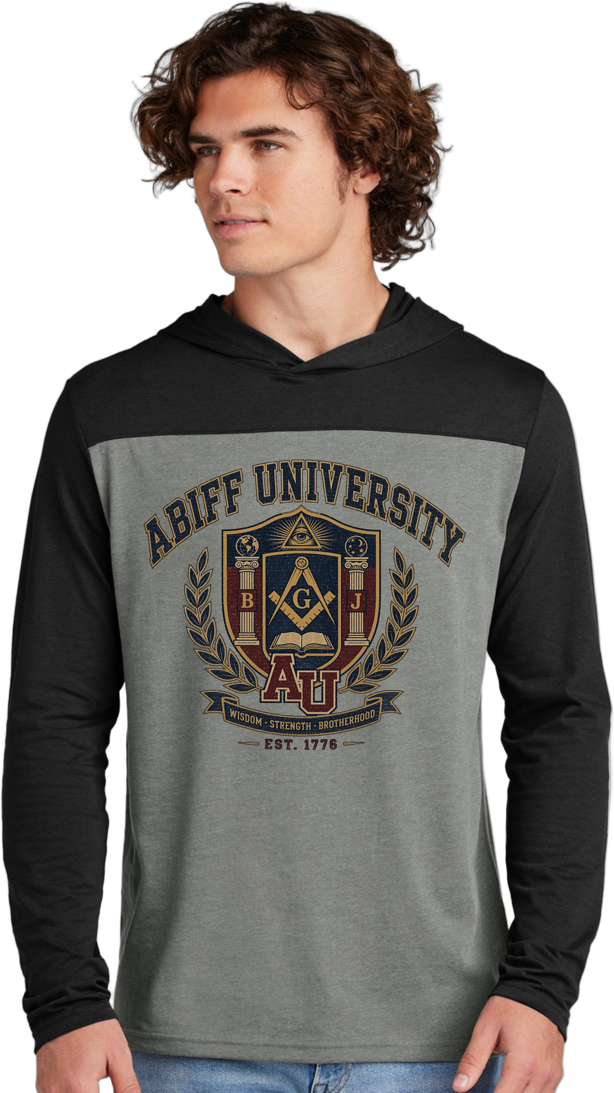 University Crest Hoodie — 'ABIFF University' Vintage Collegiate Long-Sleeve Hoodie