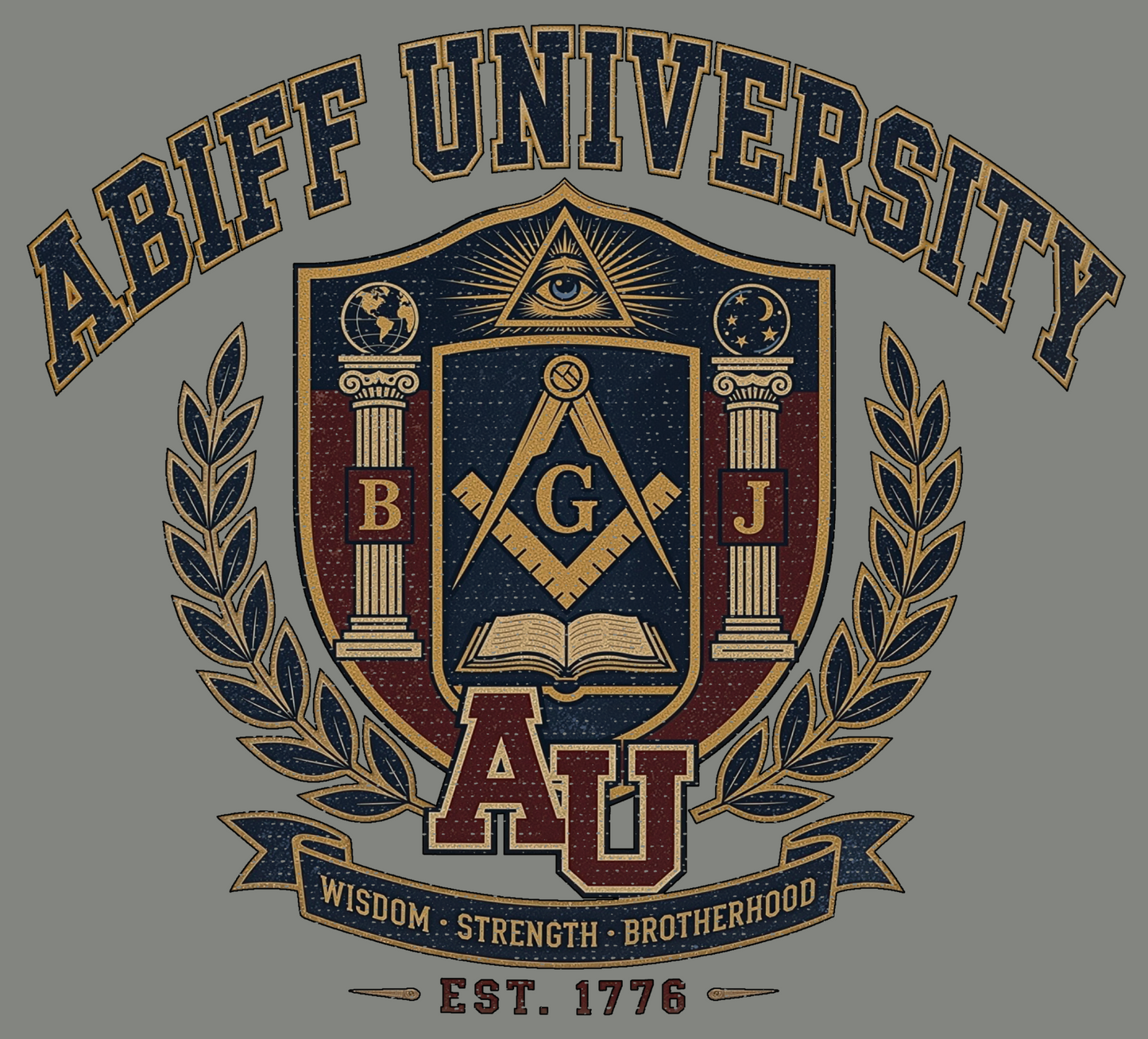 University Crest Hoodie — 'ABIFF University' Vintage Collegiate Long-Sleeve Hoodie