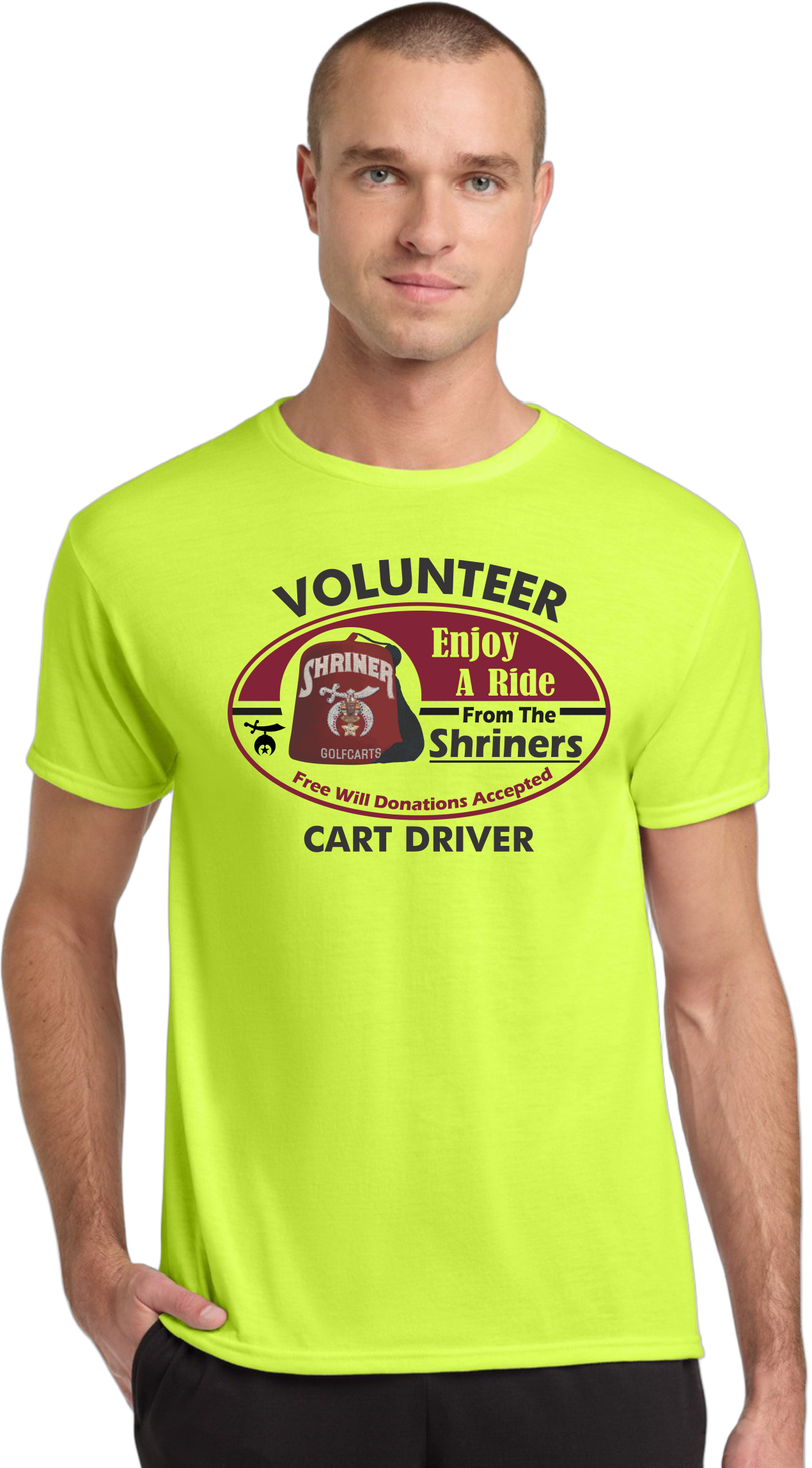 Volunteer Cart Driver T‑Shirt — "Enjoy A Ride From The Shriners" Driver Tee