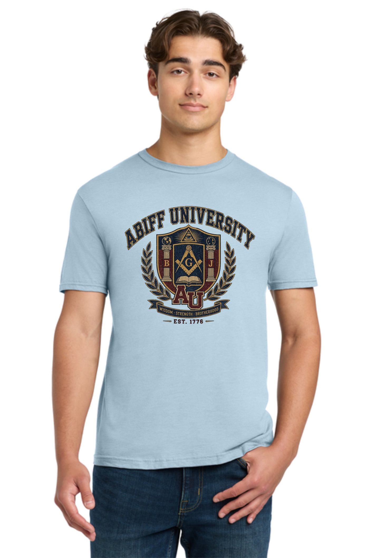 Abiff University Crest T-Shirt — Masonic Vintage College Tee