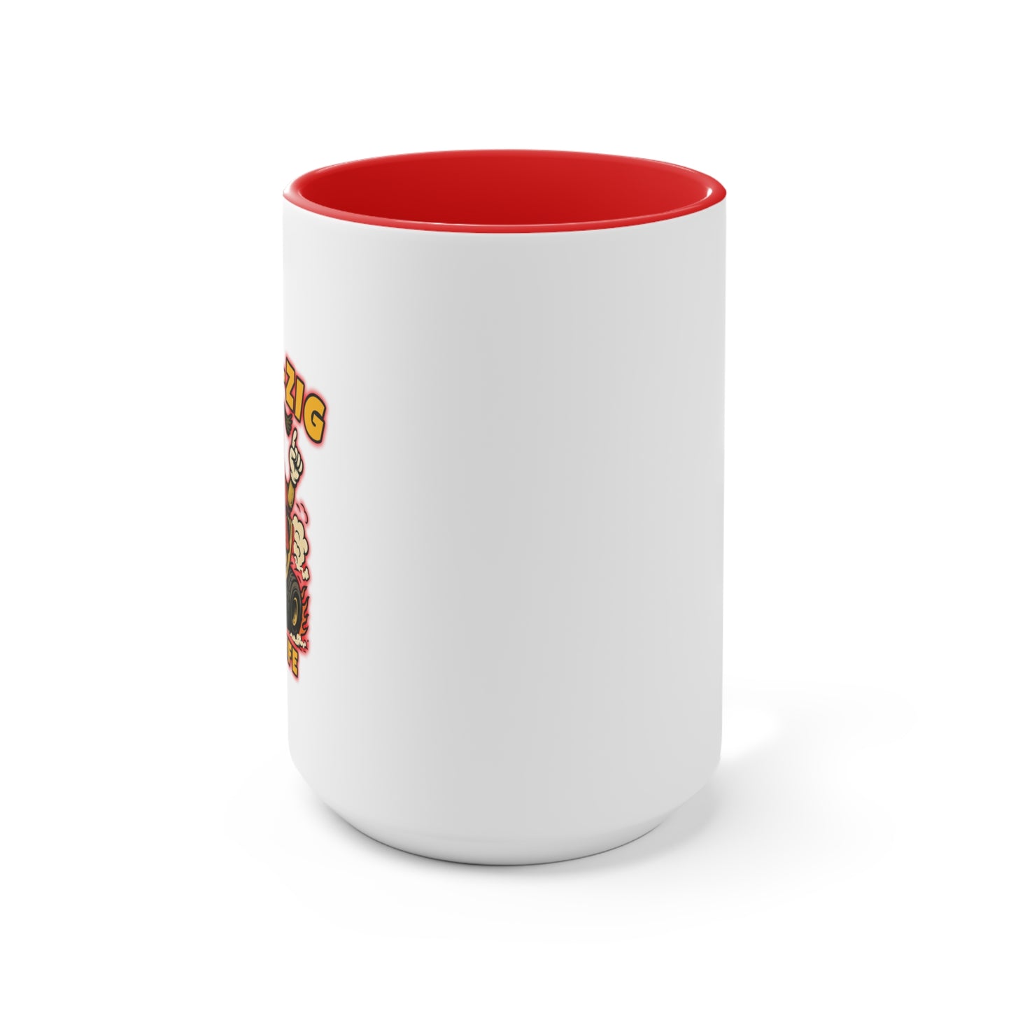 Za-Ga-Zig Trike Life Accent Mug — Vintage Rat Fink Trike Rider Coffee Cup (Pink Accent)