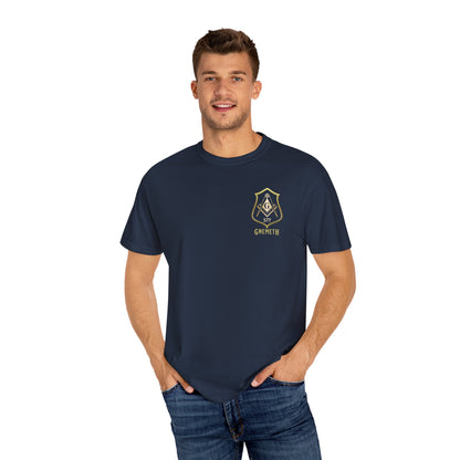 Gnemeth Left Chest Logo, Unisex Garment-Dyed T-Shirt with Vintage Shield Design