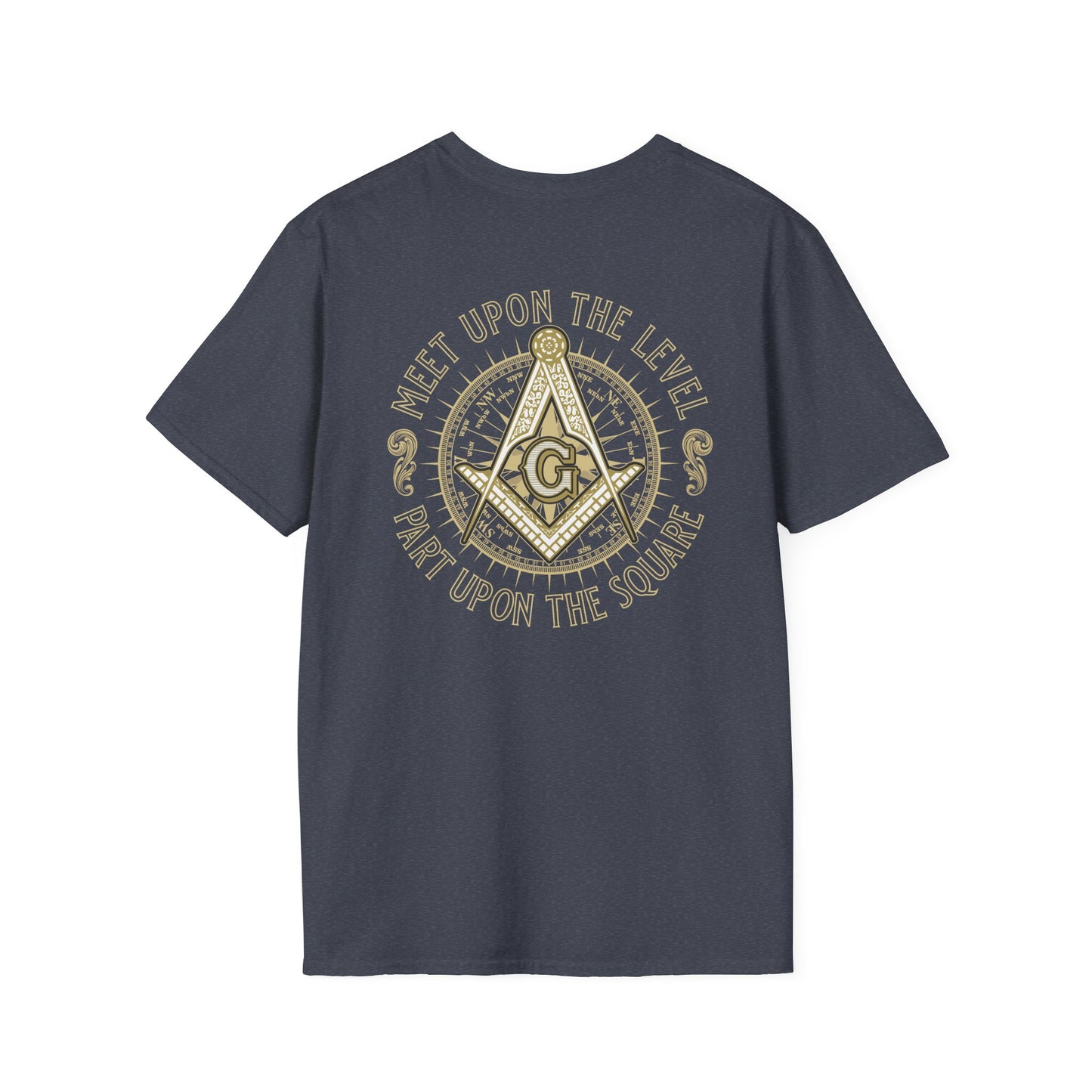 Acanthus Lodge #632 Left Chest, & Back Compass Print. Unisex Softstyle T-Shirt