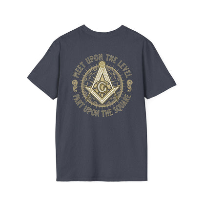Acanthus Lodge #632 Left Chest, & Back Compass Print. Unisex Softstyle T-Shirt
