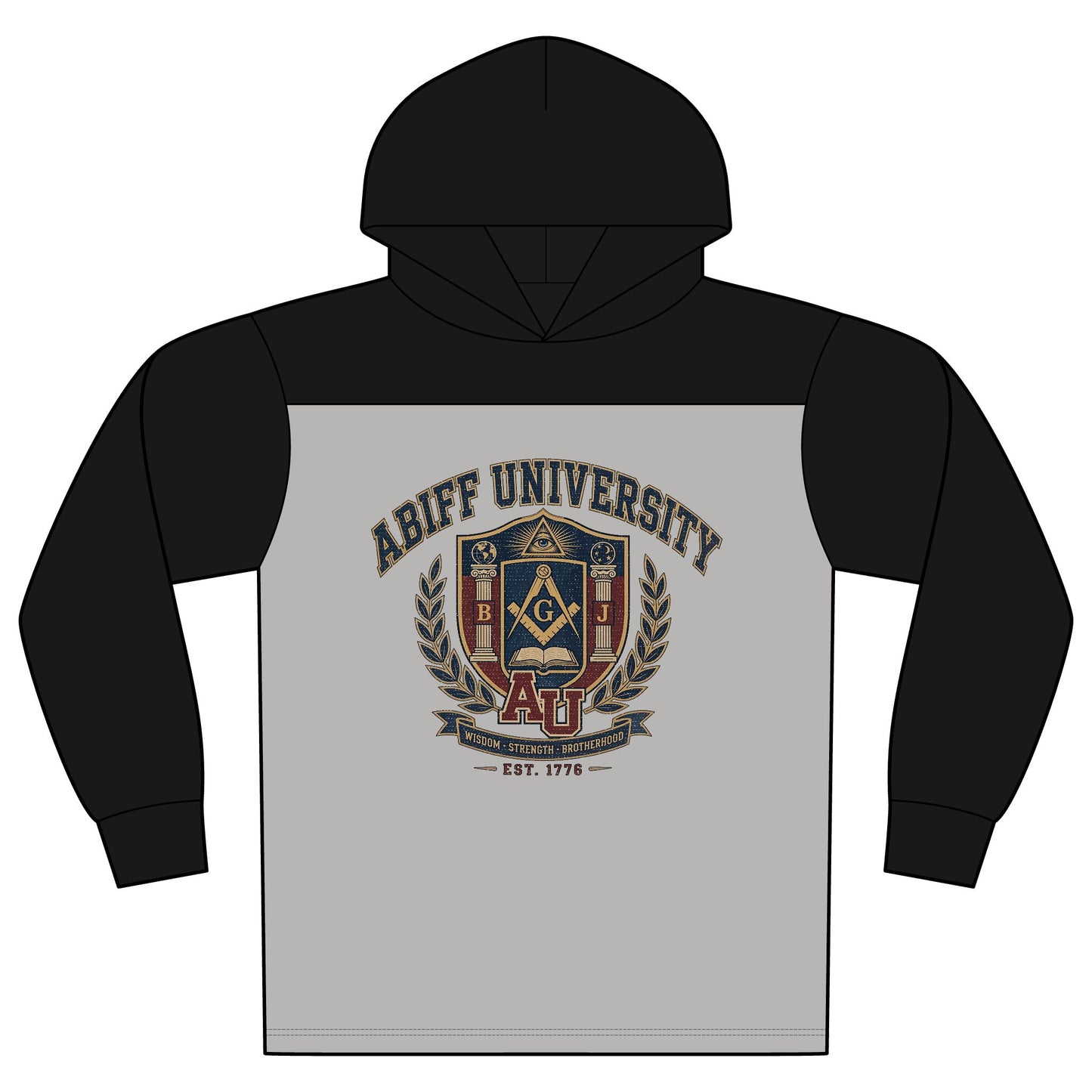 University Crest Hoodie — 'ABIFF University' Vintage Collegiate Long-Sleeve Hoodie