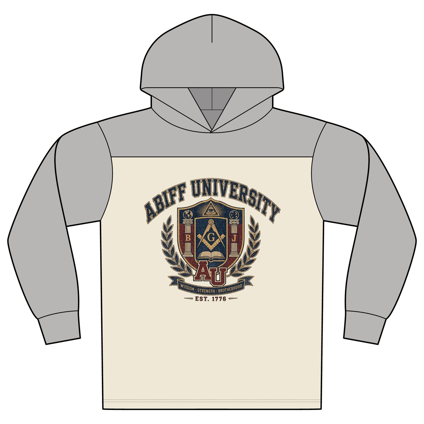 University Crest Hoodie — 'ABIFF University' Vintage Collegiate Long-Sleeve Hoodie