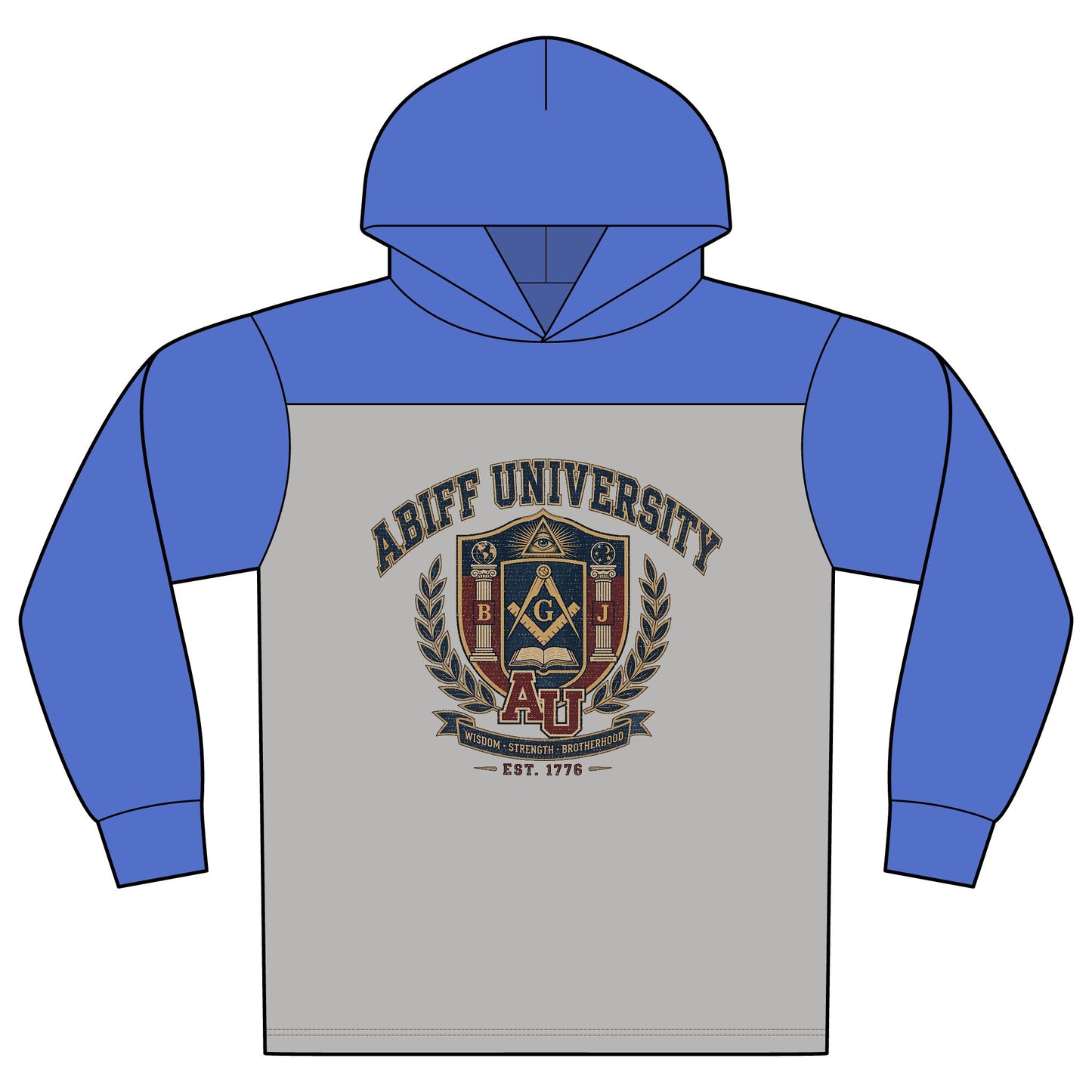 University Crest Hoodie — 'ABIFF University' Vintage Collegiate Long-Sleeve Hoodie