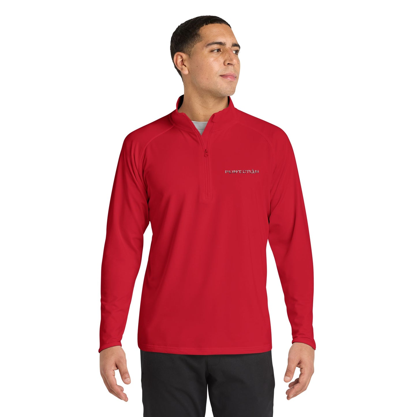 Lodge of Perfection, Embroidered Quarter-Zip Performance Pullover — Sport-Wick Stretch